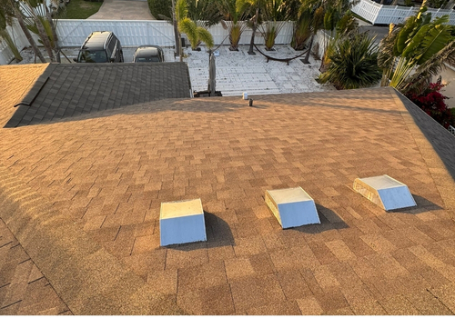 Completed roof installed by a roofing contractor in Bradenton, FL, featuring high-quality shingles and precise workmanship.