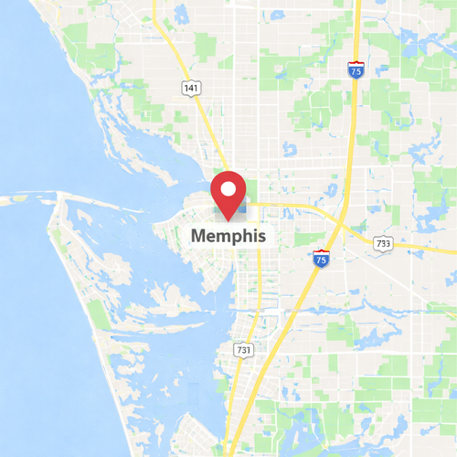 memphis, fl on a map