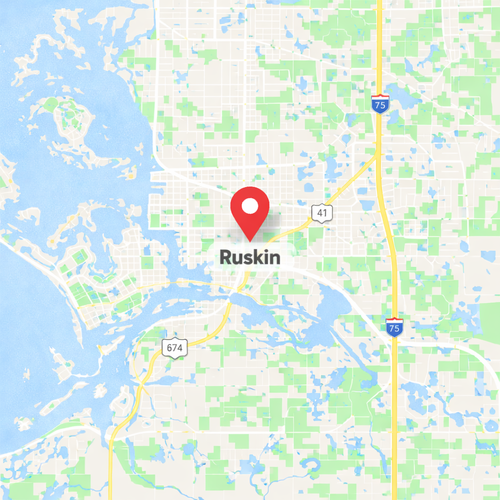ruskin, fl on a map